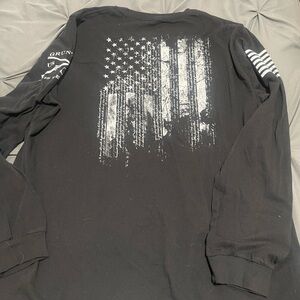 Grunt Style Black Long Sleeve Shirt with Flag Design